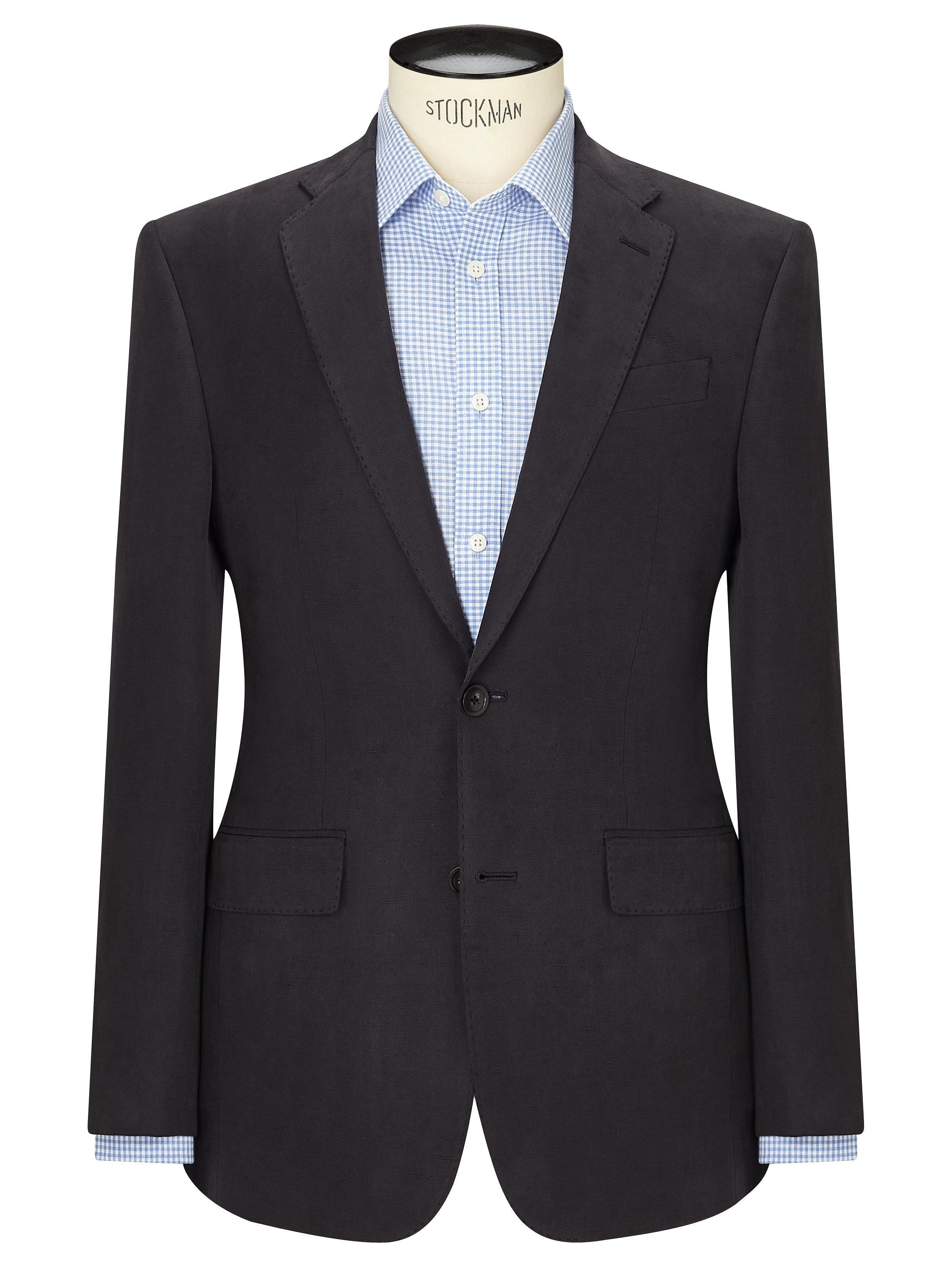 John Lewis Partners Silk Linen Regular Fit Suit Jacket Navy