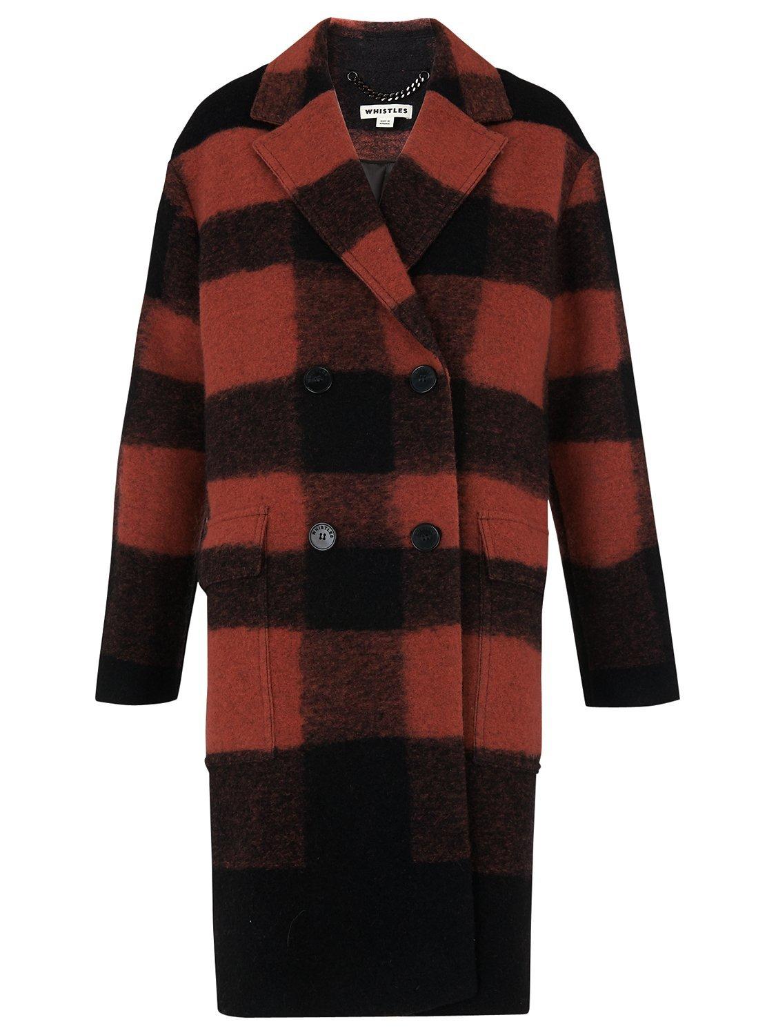 Whistles Nico Check Pea Coat, Multi
