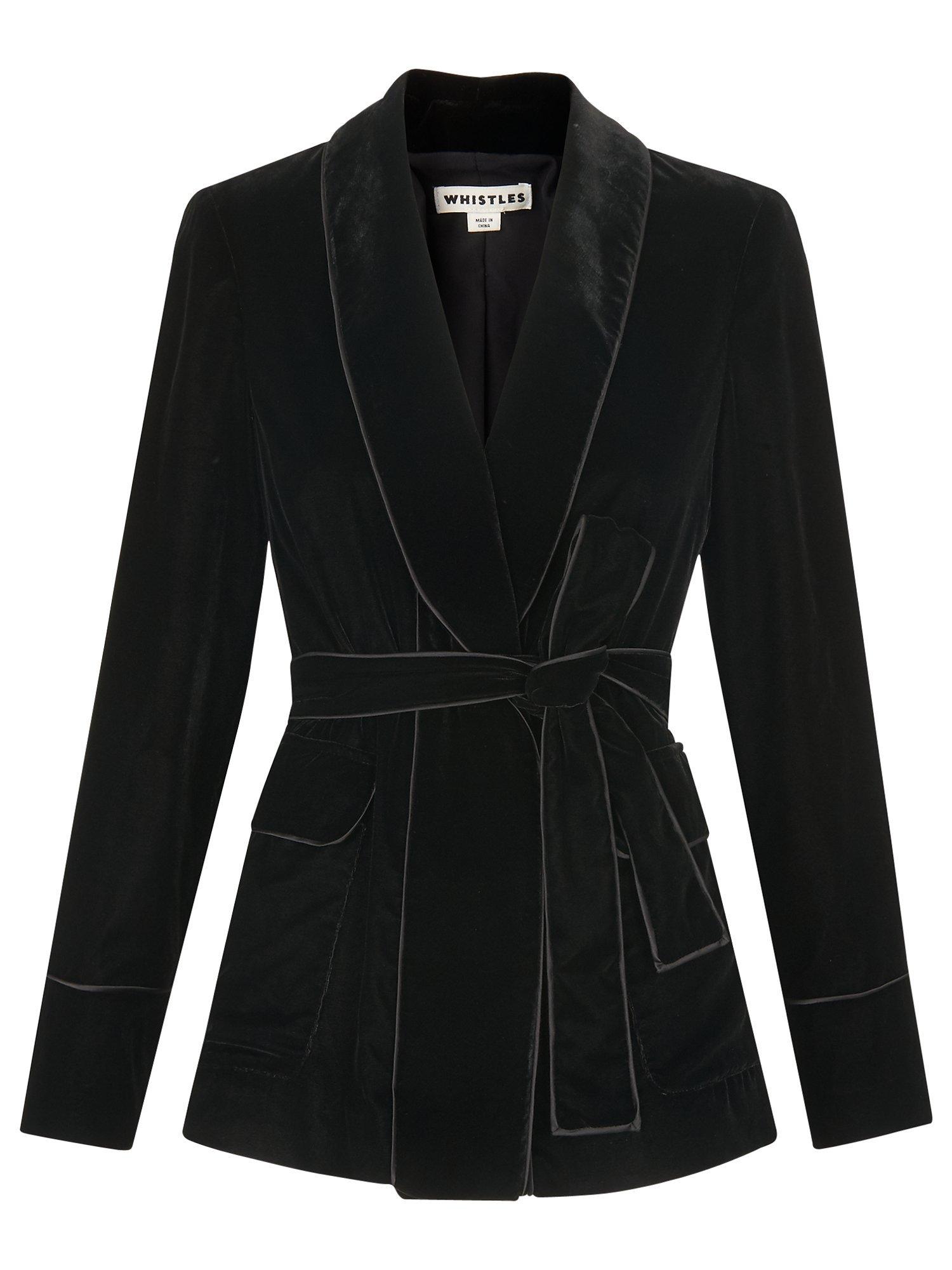 Whistles Velvet Wrap Jacket, Black
