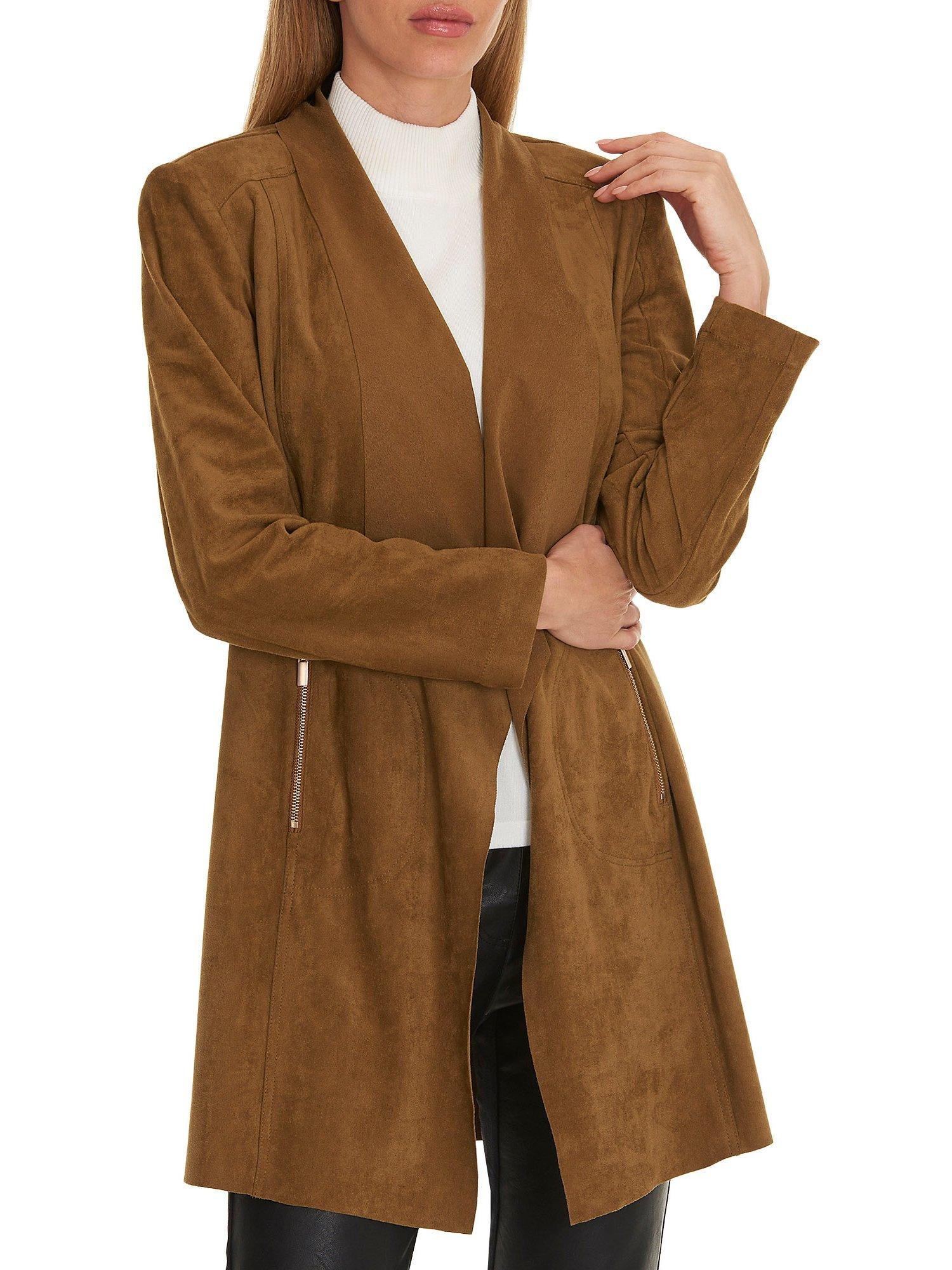 Betty Barclay Faux Suede Waterfall Jacket Dark Brass