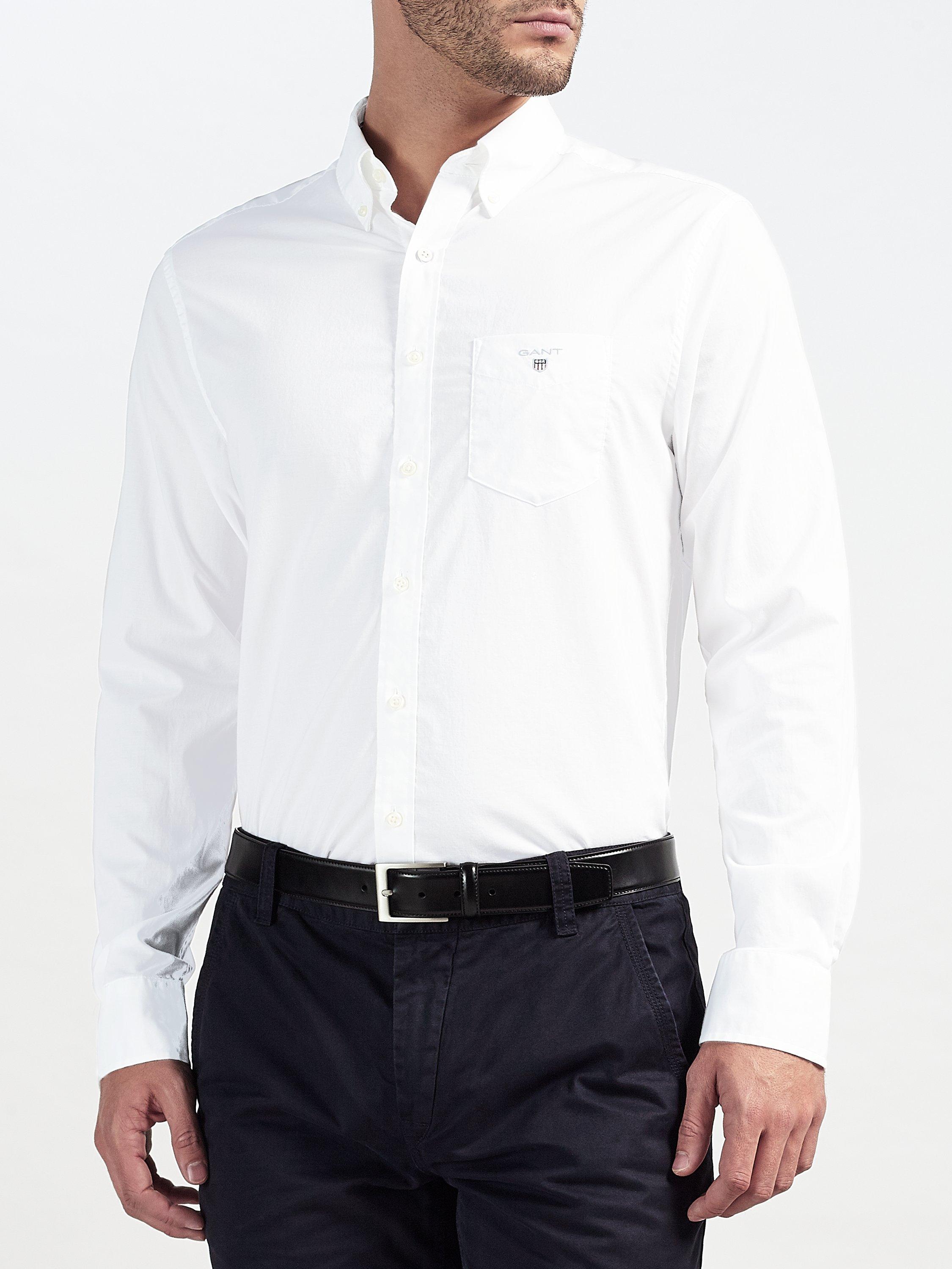 GANT Plain Broadcloth Regular Fit Shirt, White, XXL