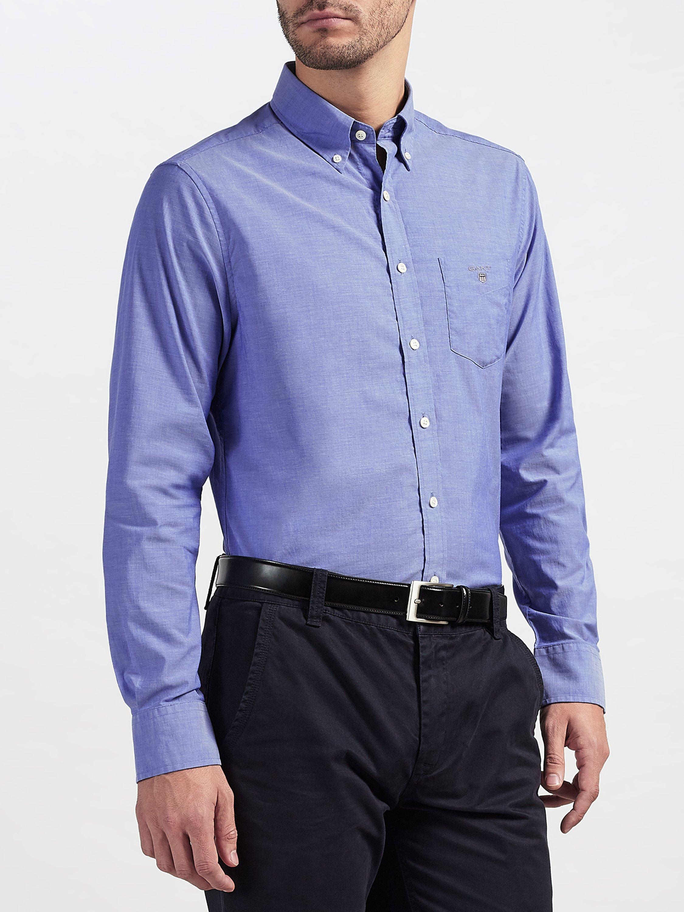 GANT Plain Broadcloth Regular Fit Shirt, Yale Blue, XXXL