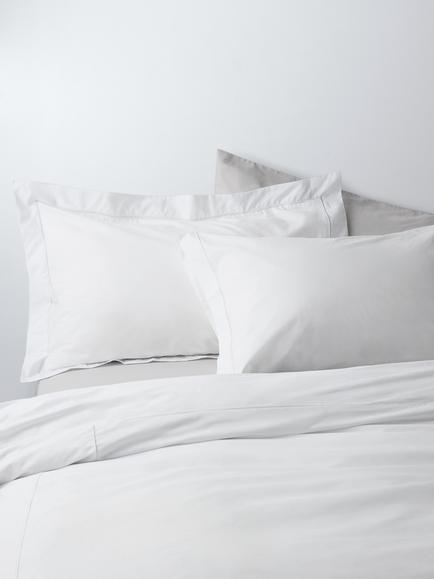 John Lewis Harlow Egyptian Cotton Percale Bedding, 400 Thread Count, White/Silver