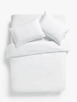 John Lewis Crisp and Fresh Harlow 400 Thread Count Egyptian Cotton Bedding, White/Silver