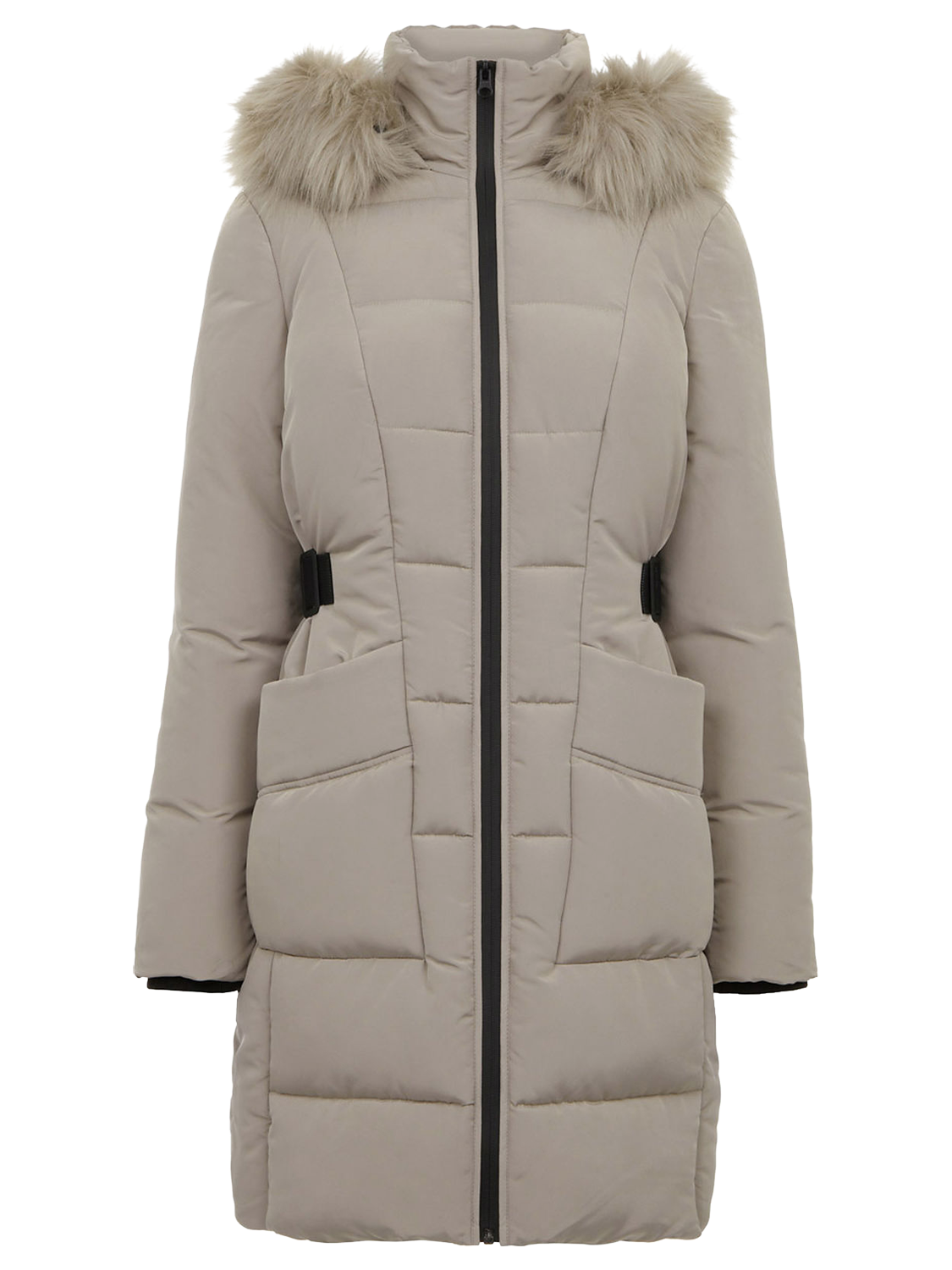 Warehouse Side Tab Detail Padded Coat Mink