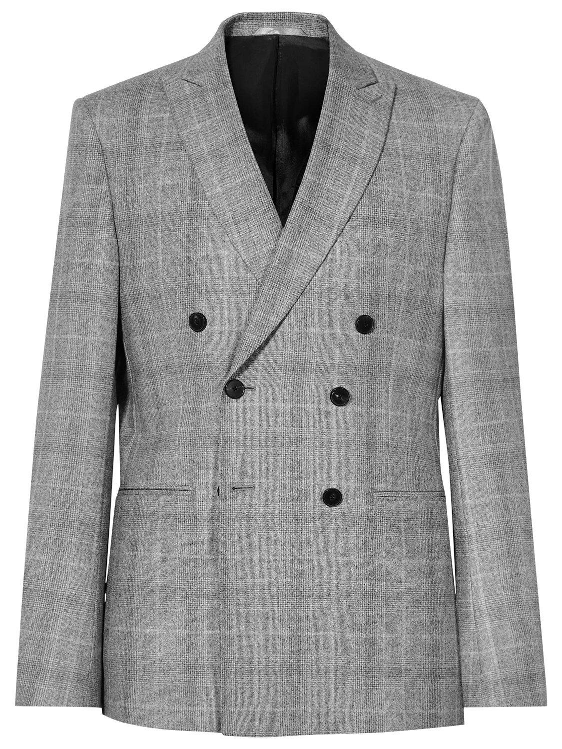 Reiss Vincent Check Double Breasted Suit Jacket, Grey