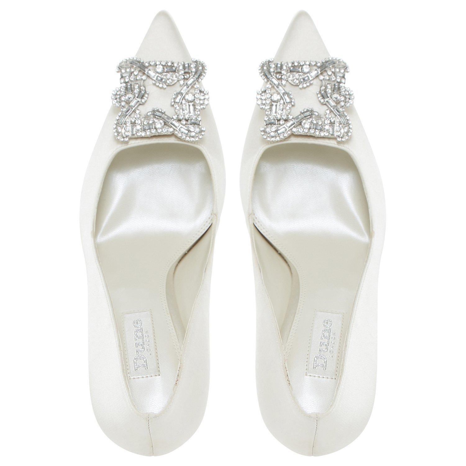 Dune Bridal Collection Breanna Jewel Stiletto Court Shoes Ivory Satin