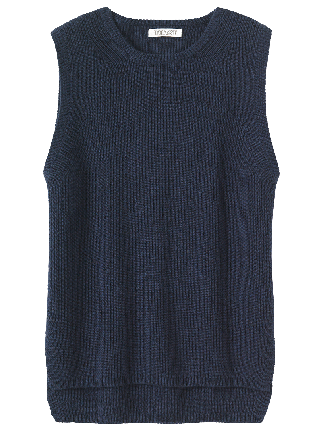 Toast Fisherman Rib Knitted Vest, Navy