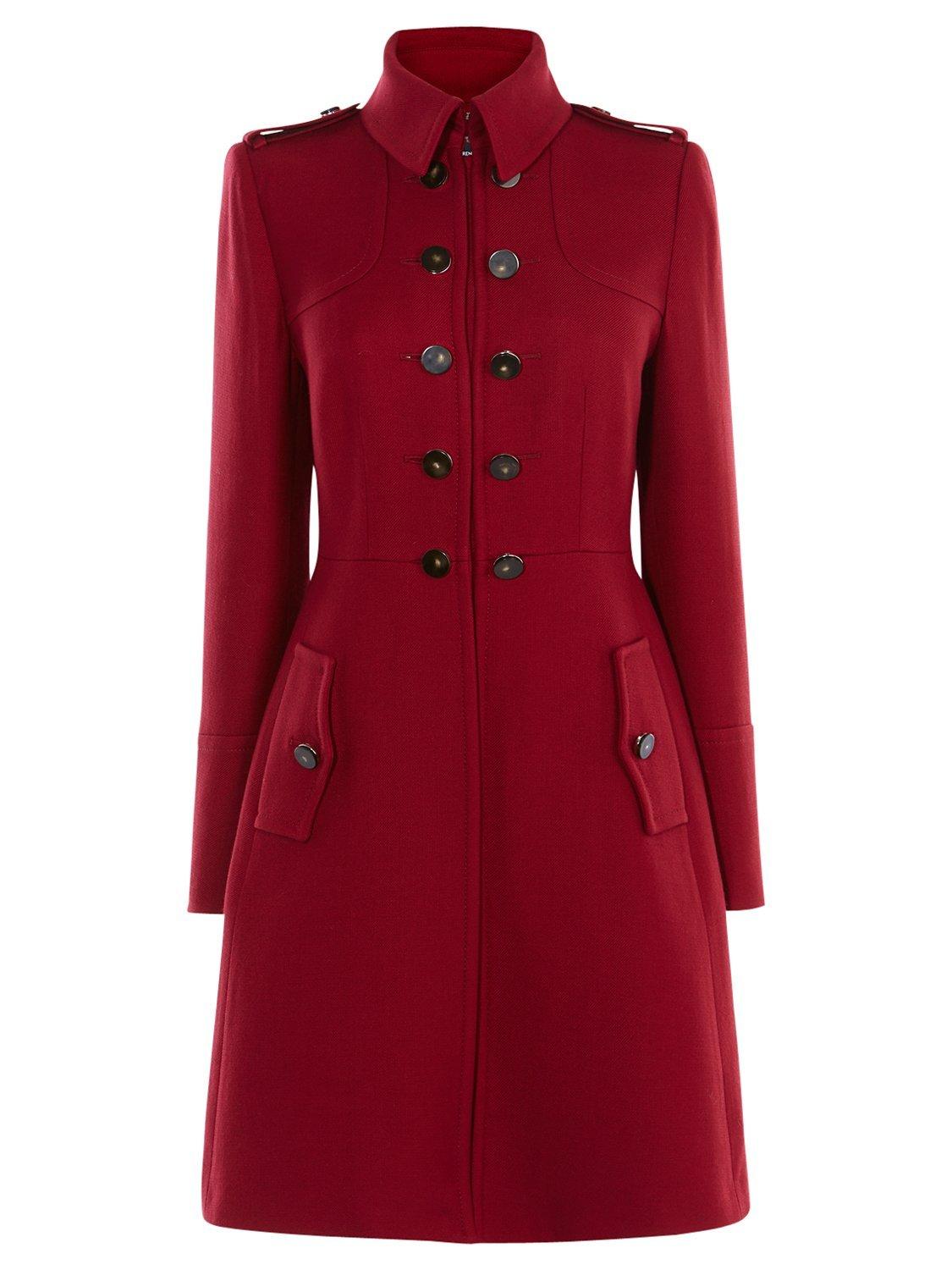 Karen Millen Military Coat Red