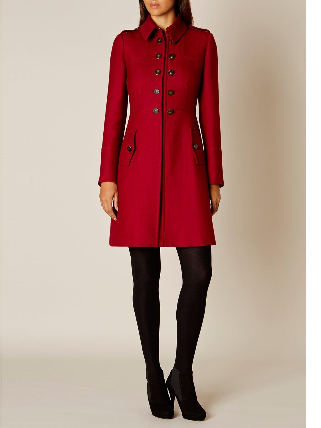 Karen Millen Military Coat Red