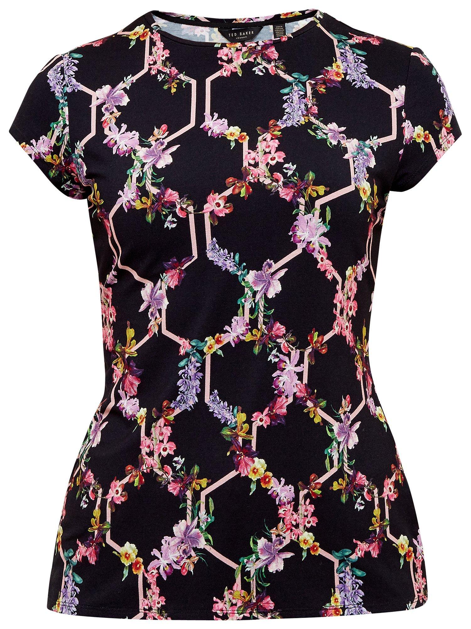 Ted Baker Dellila Lost Gardens Fitted T-Shirt, Black