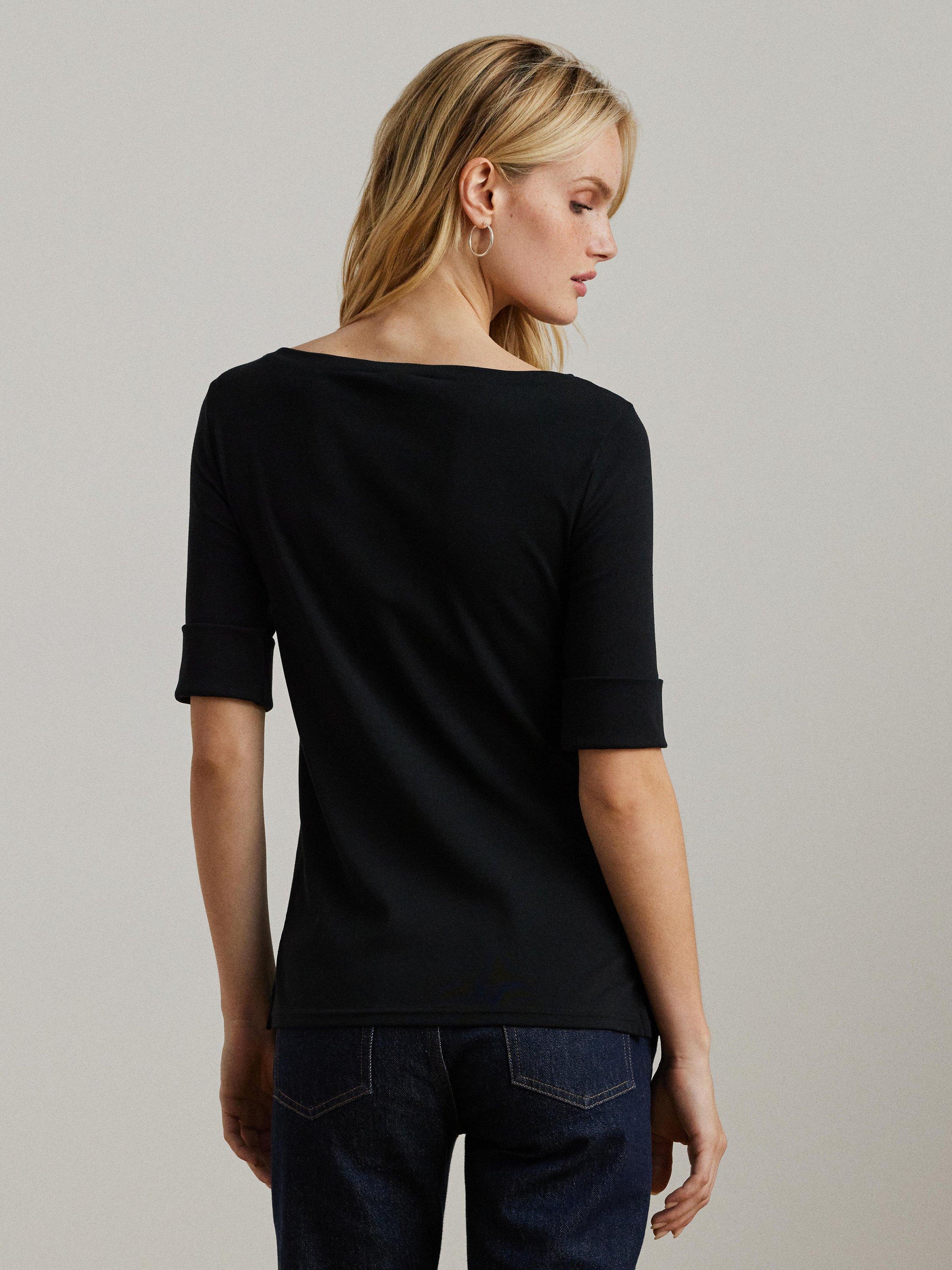 Lauren Ralph Lauren Judy Boat Neck Top, Polo Black, XXS