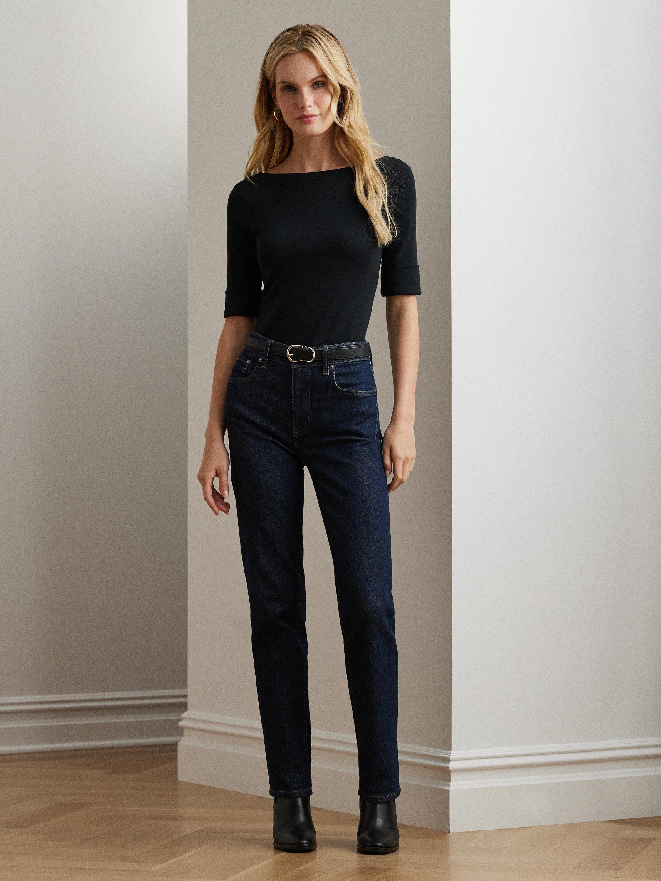 Product image 3 of 5, which shows Lauren Ralph Lauren Judy Boat Neck Top, Polo Black, XS