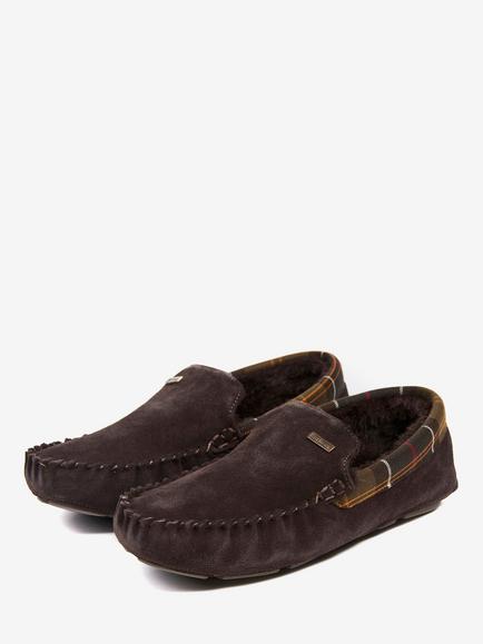 Barbour Monty Suede Slippers - view 2, Chocolate
