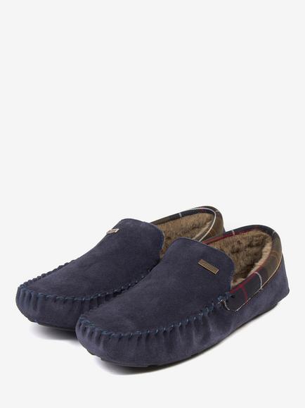 Barbour Monty Suede Slippers - view 2, Navy