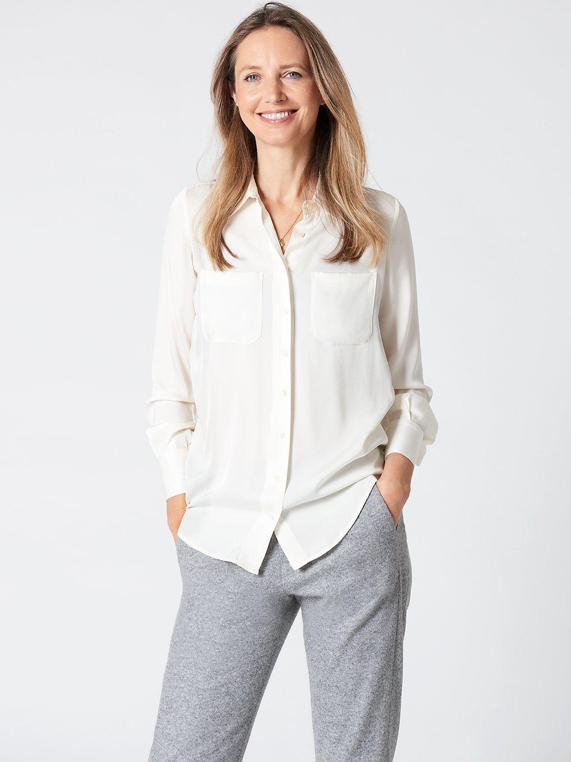 Product image 3 of 6, which shows Winser London Silk Shirt, Ivory, XS