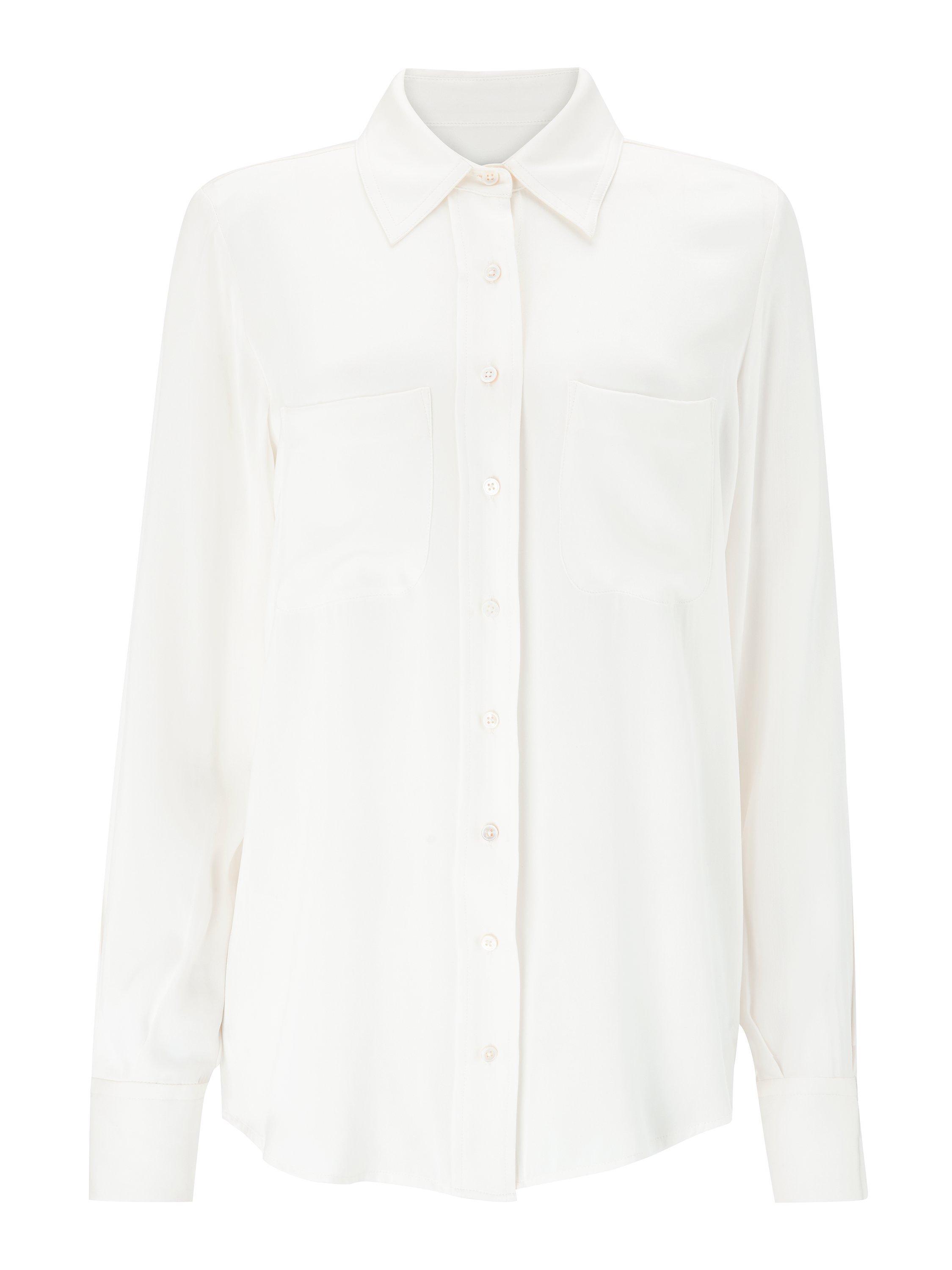 Product image 4 of 6, which shows Winser London Silk Shirt, Ivory, XS