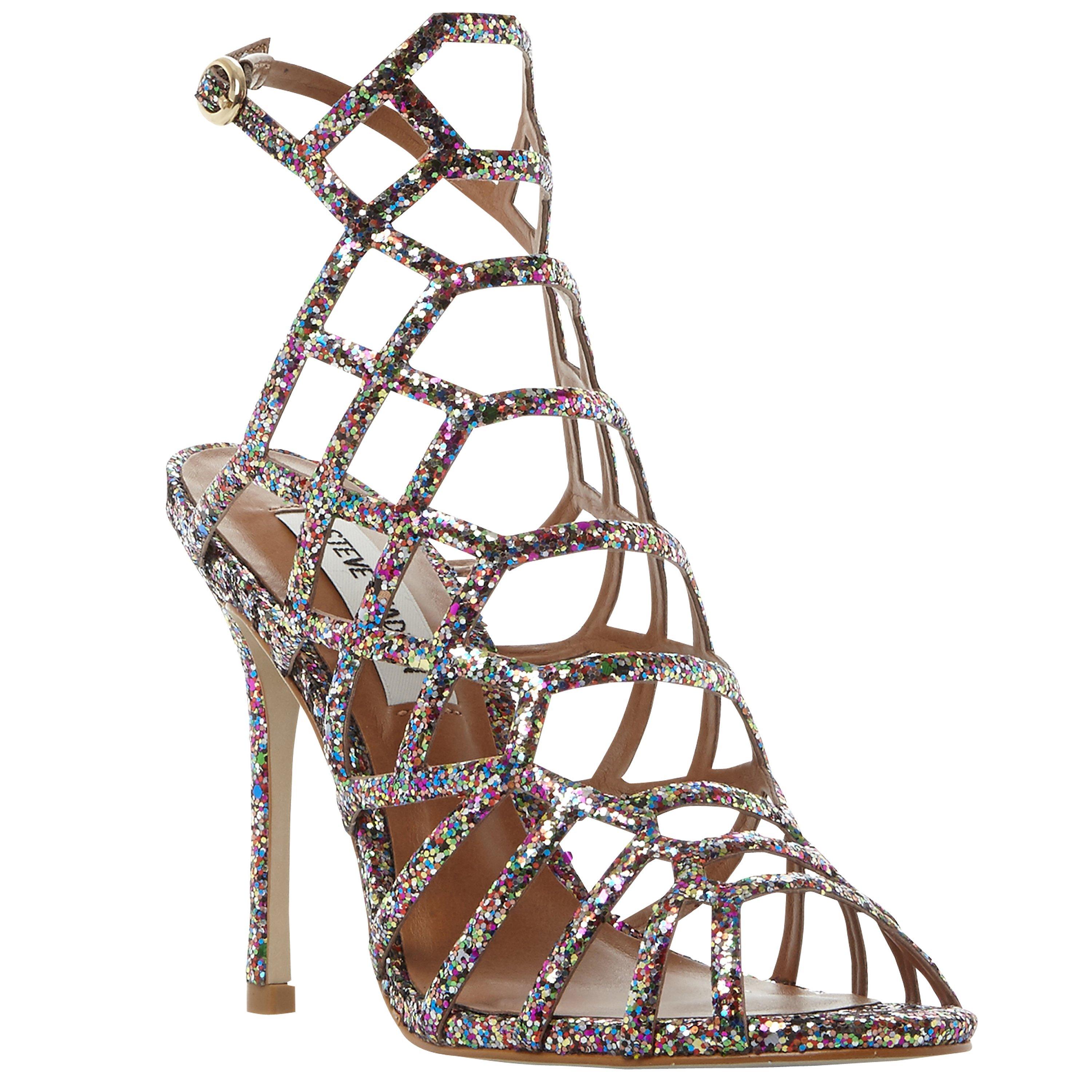 Steve Madden Slithur High Heeled Cage Sandals, Glitter