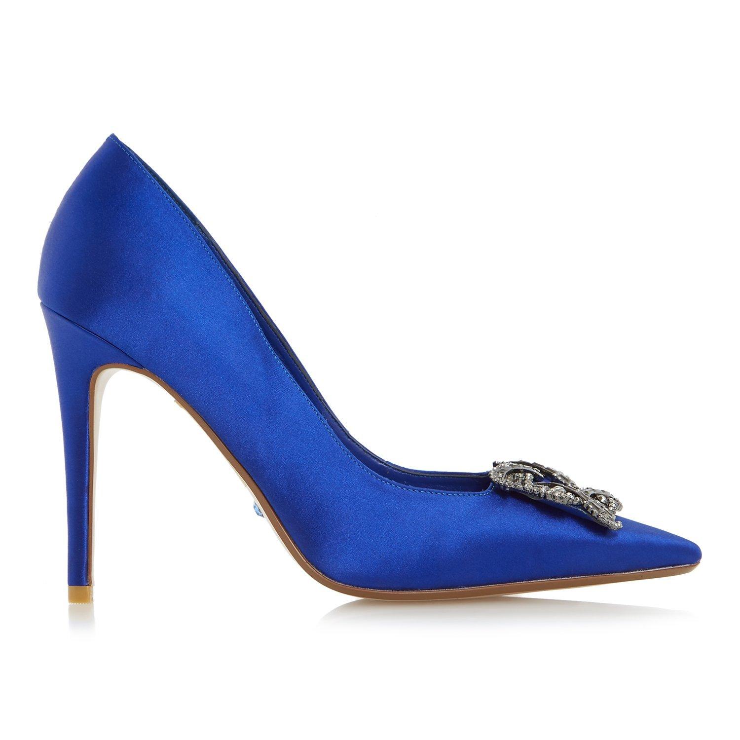 Dune Bridal Collection Breanna Jewel Stiletto Court Shoes Blue Satin