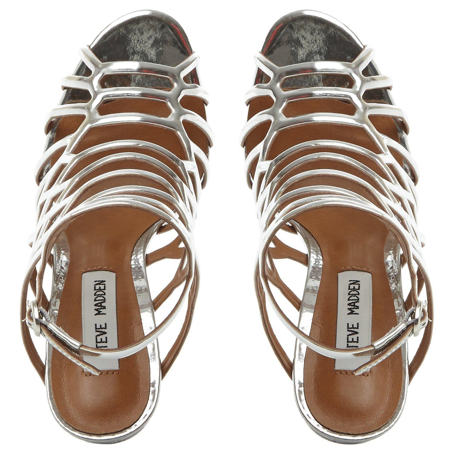 Steve Madden Slithur High Heeled Cage Sandals Silver