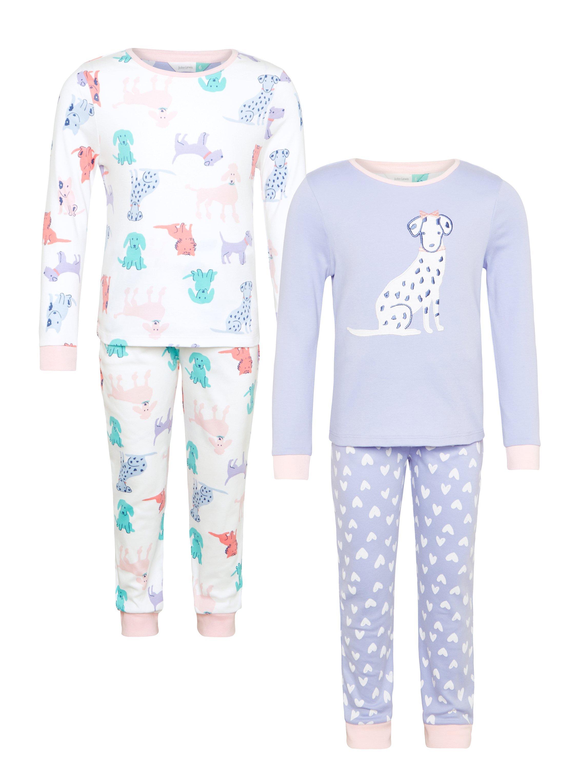 John Lewis Children s Dog Print Pyjamas Pack of 2 Purple Multi