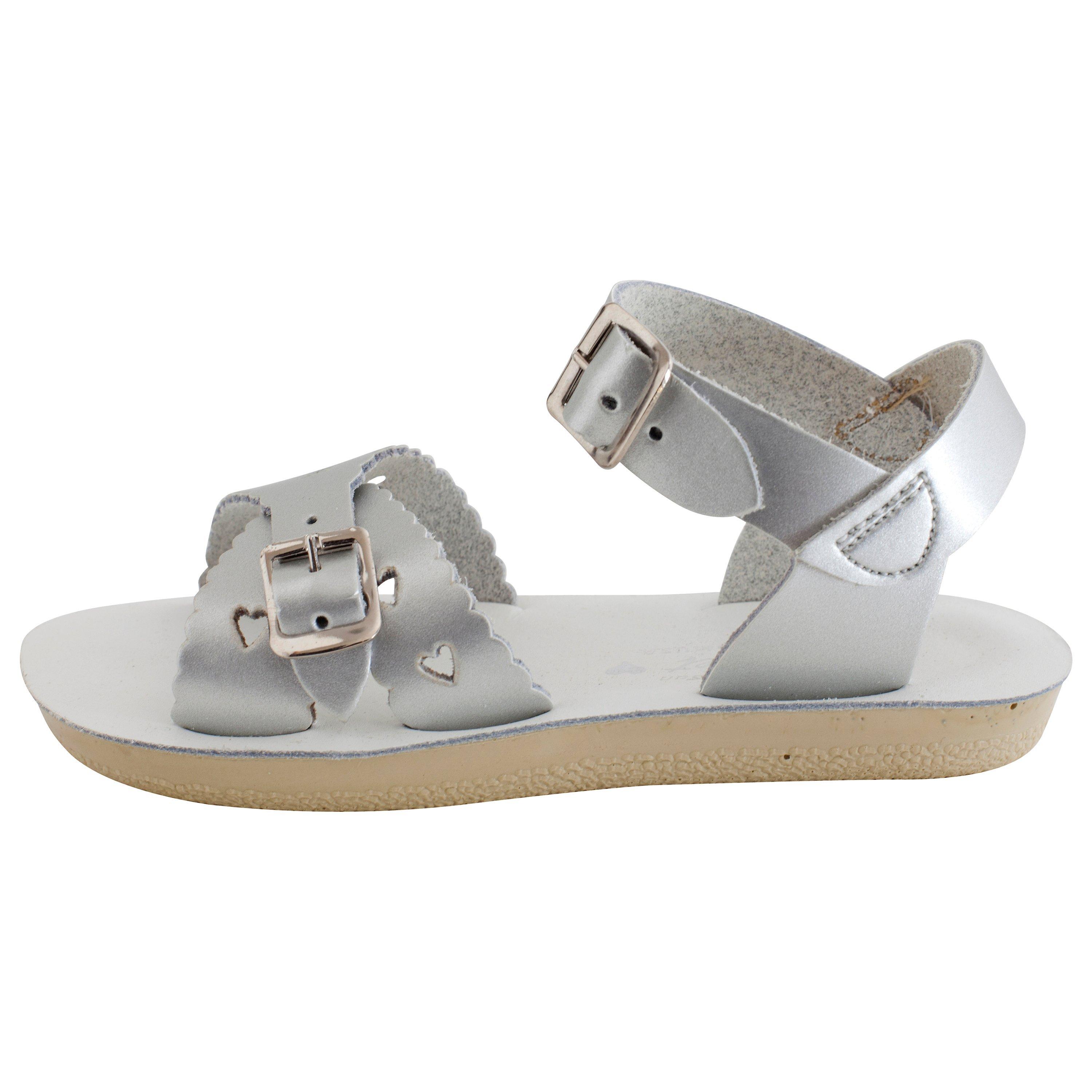 Product image 2 of 5, which shows Salt-Water Kids' Sweetheart Waterproof Leather Sandals, Silver, 5 Jnr