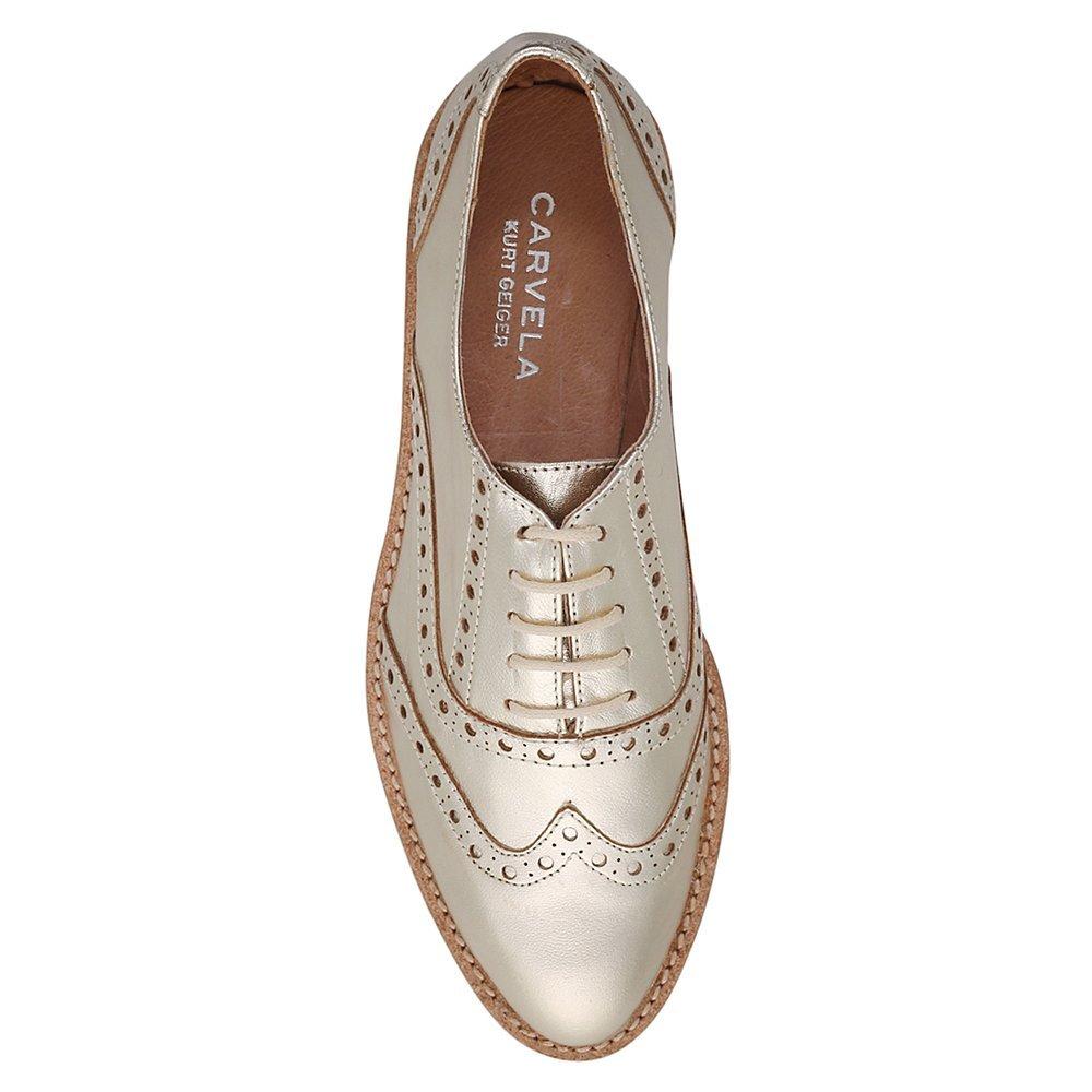 Carvela Lowdown Lace Up Flatform Brogues Gold Leather