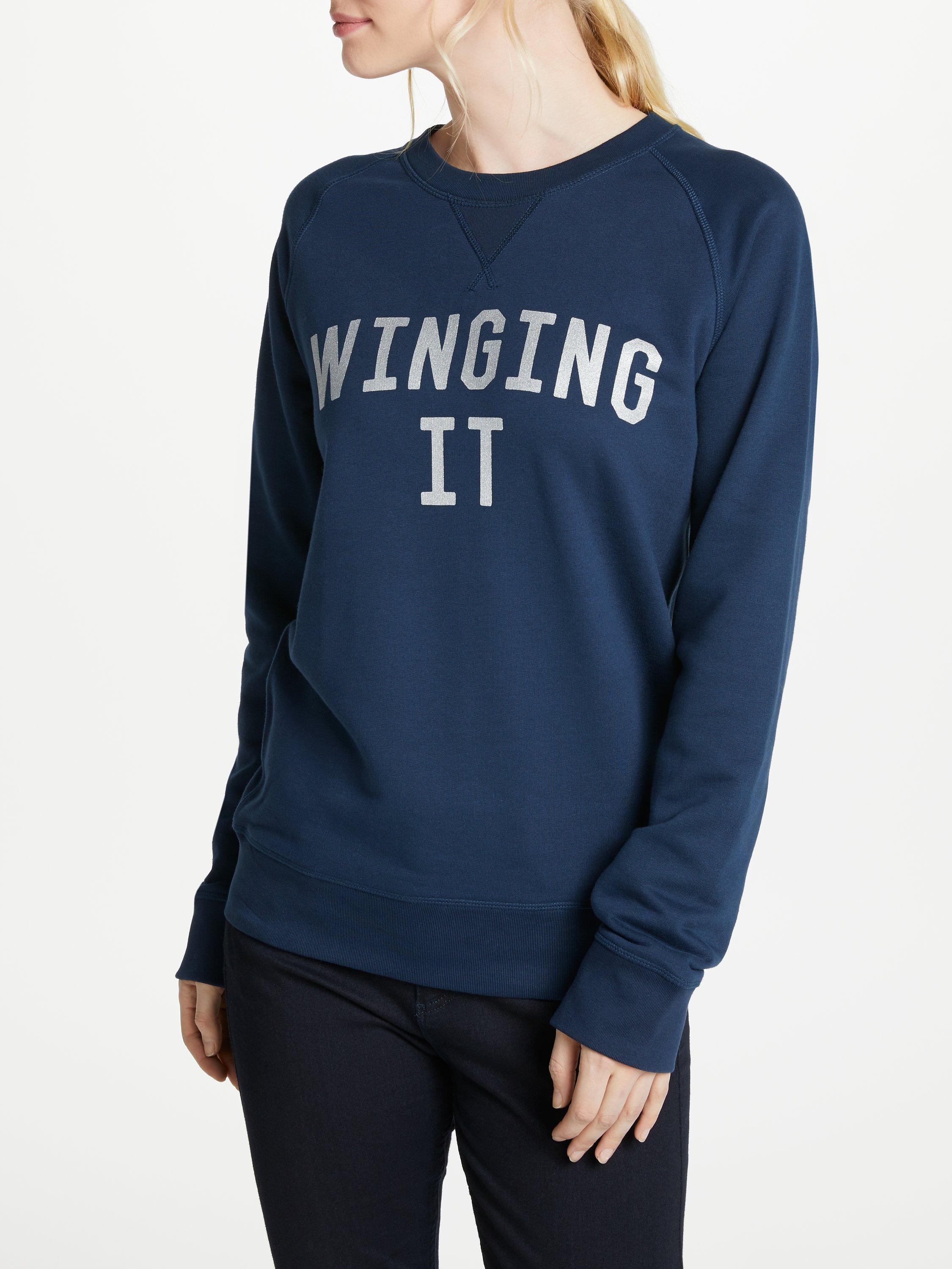 Selfish Mother Winging It Crew Neck Sweatshirt, Navy/Silver