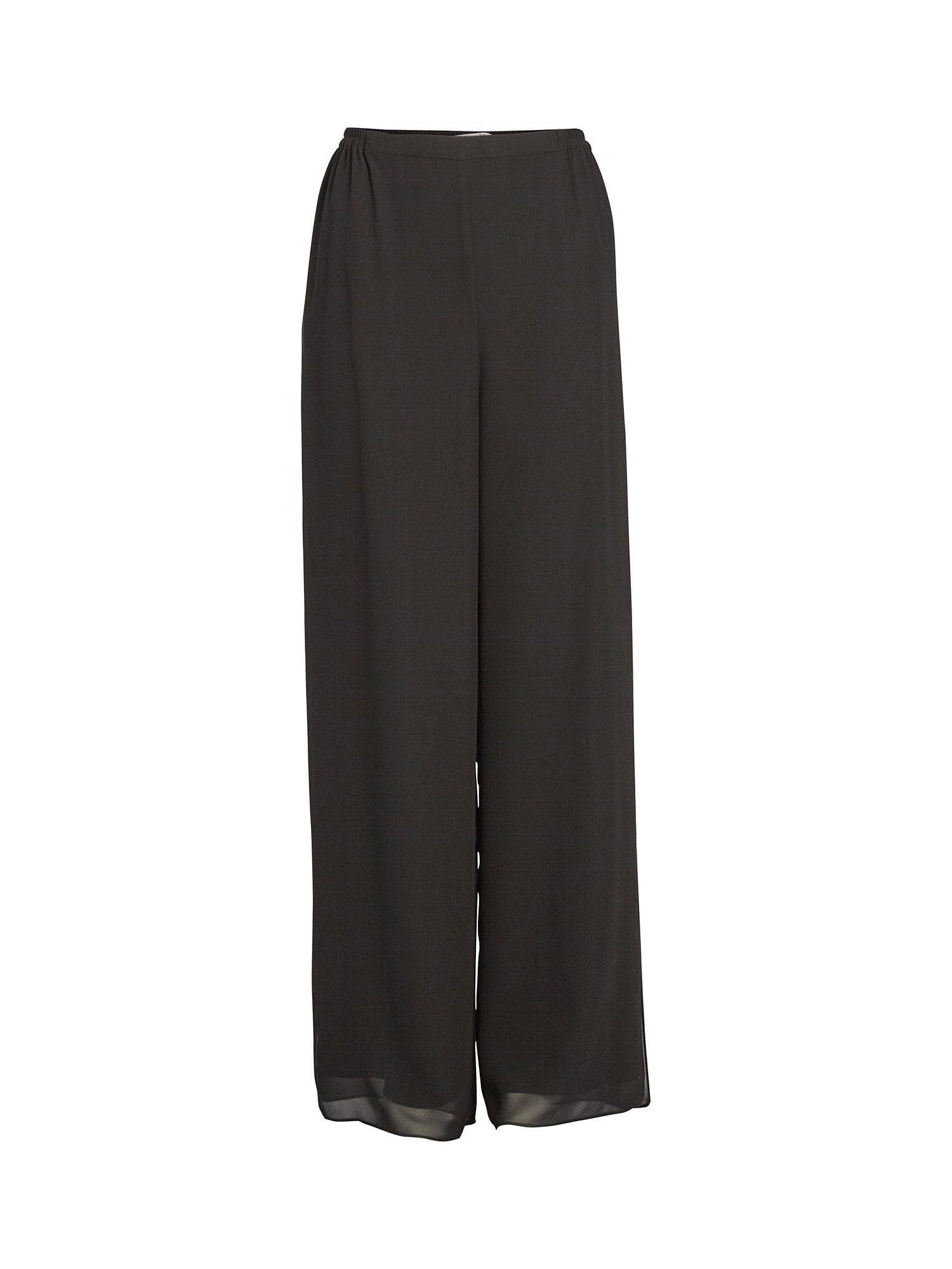 Gina Bacconi Layered Chiffon Wide Leg Side Slit Trousers, Black, 8