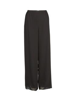 Gina Bacconi Layered Chiffon Wide Leg Side Slit Trousers - view 2, Black