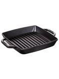 STAUB Cast Iron Double Handle Grill Pan, Black
