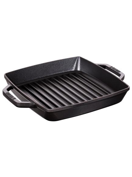 STAUB Cast Iron Double Handle Grill Pan, Black, Black