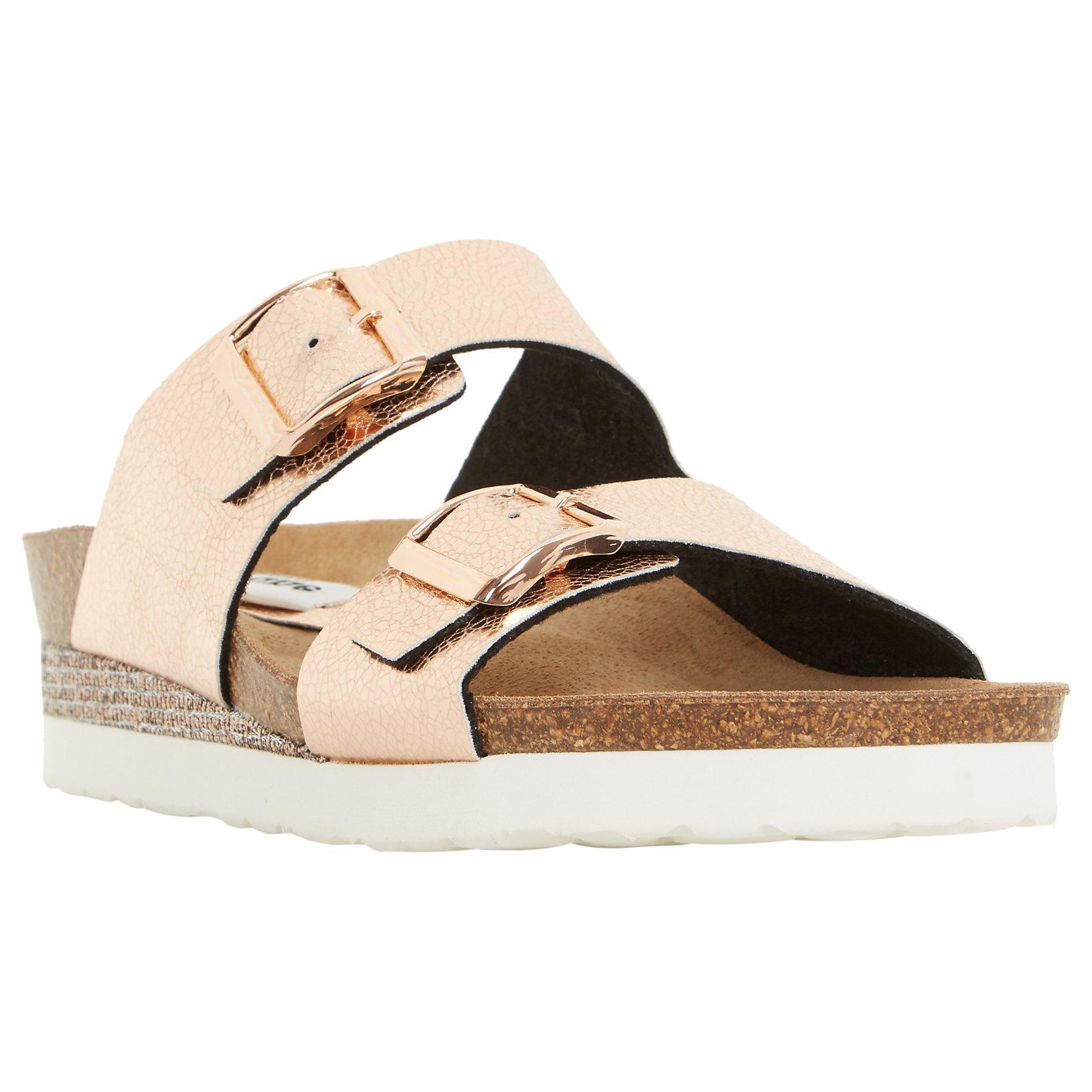 Dune Lucki Double Strap Sandals, Rose Gold