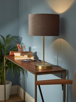 John Lewis Jenny Velvet Cylinder Lampshade - view 2, Grey