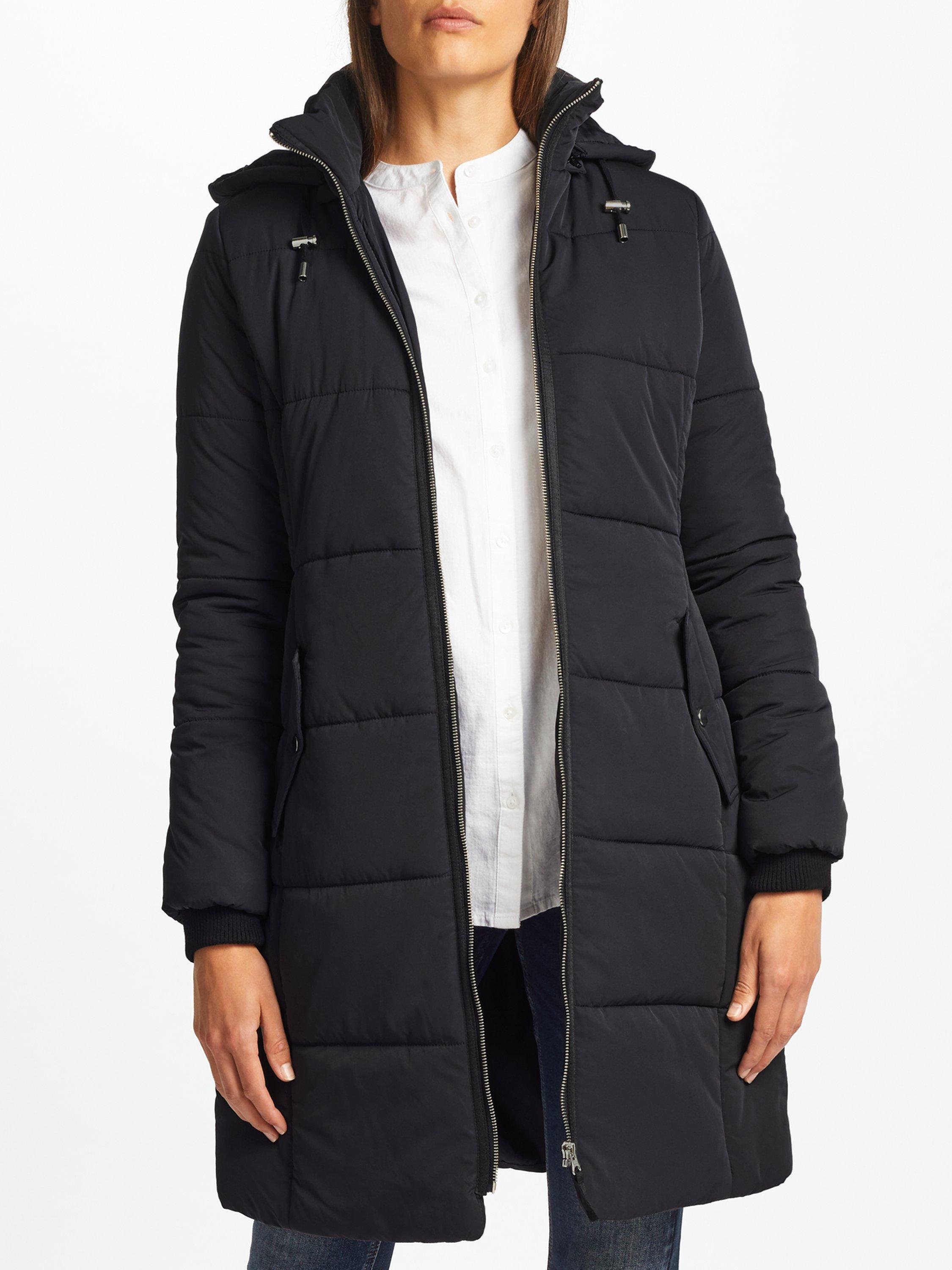 John Lewis Long Padded Puffer Jacket Black