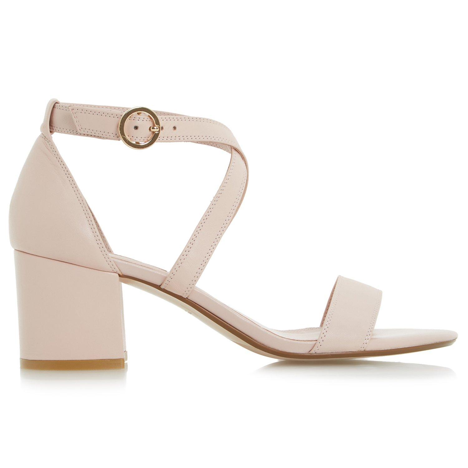 Dune Montie Cross Strap Block Heeled Sandals, Blush