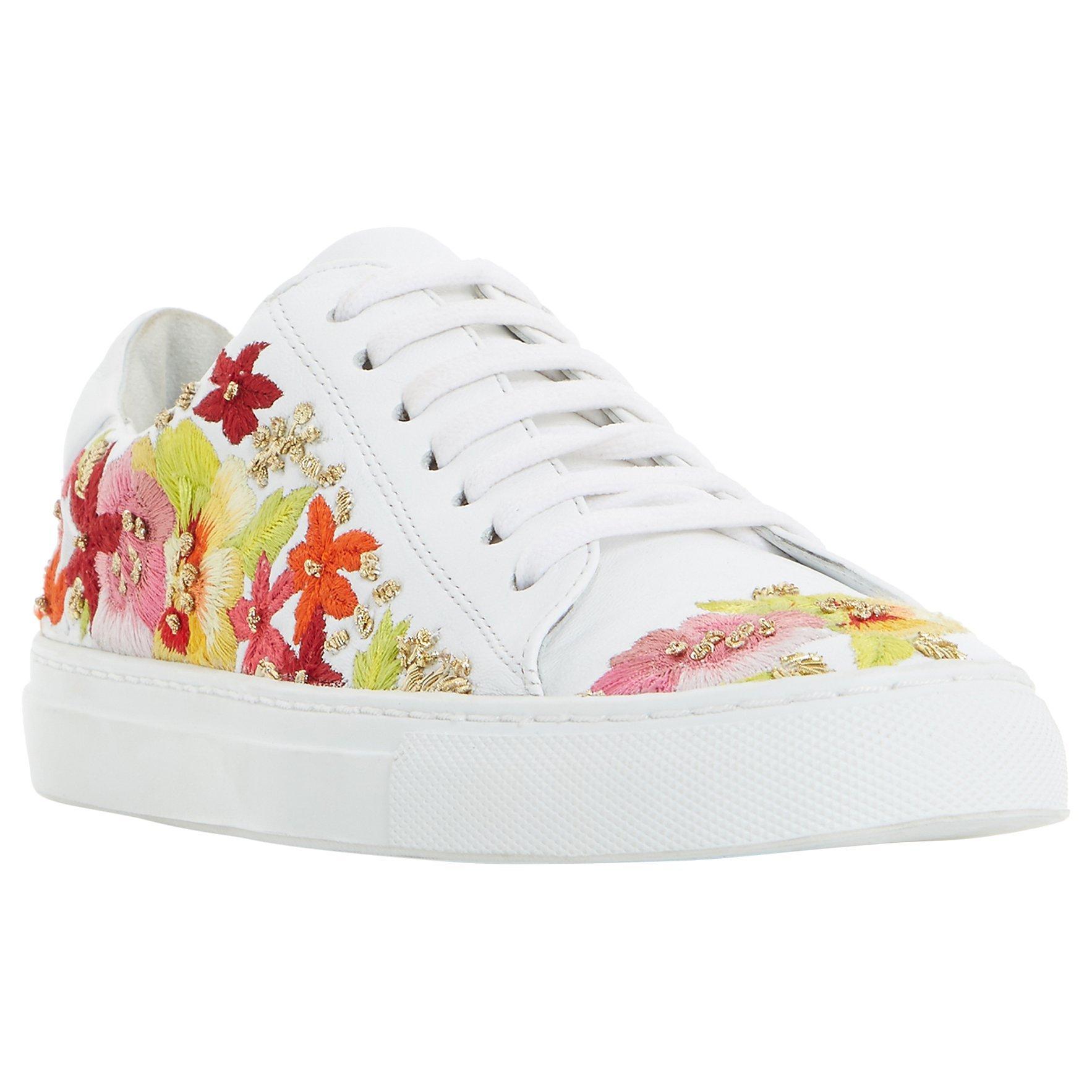 Dune Evanna Embroidered Lace Up Trainers, White