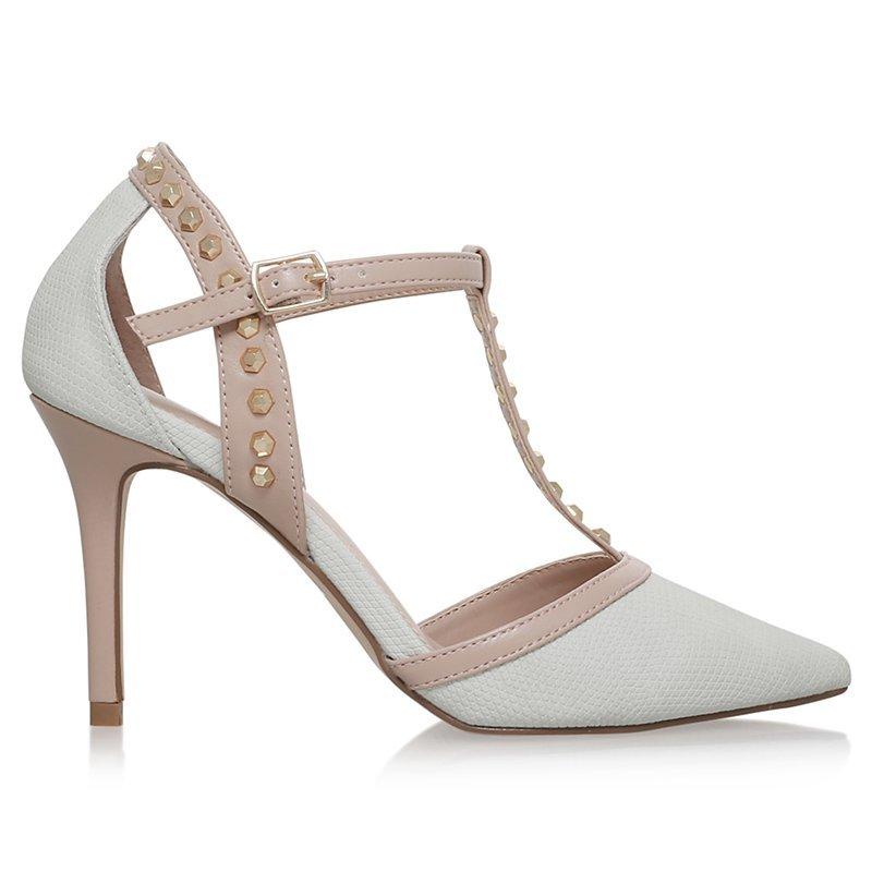 Carvela Kankan Studded T Bar Court Shoes Cream 3