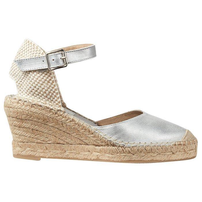 Jigsaw Florrie Wedge Heeled Espadrilles, Silver