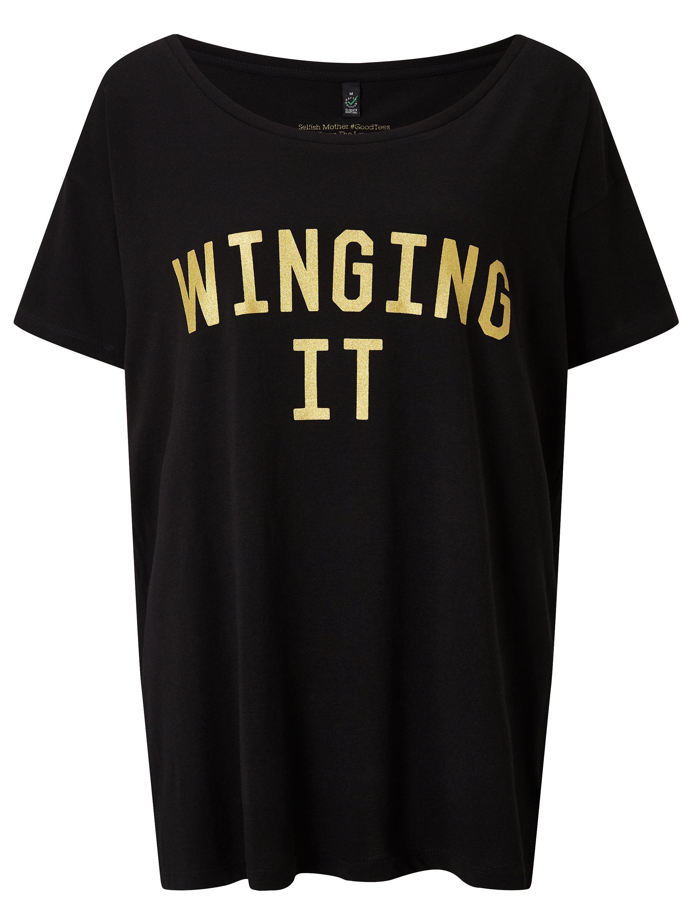Selfish Mother Winging It Oversized T-Shirt, Black/Gold