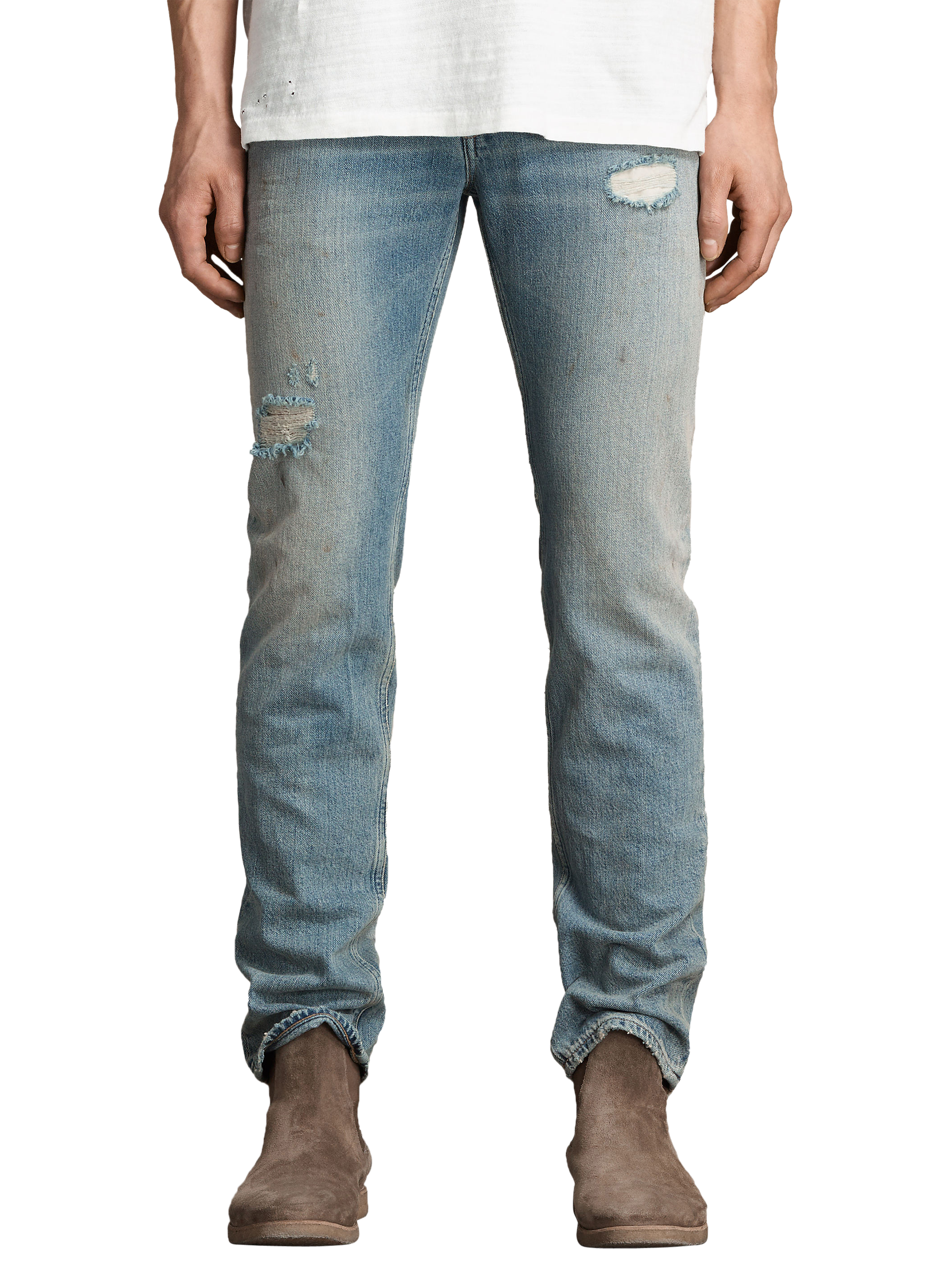 AllSaints Dakota Iggy Slim Fit Distressed Jeans, Indigo Blue