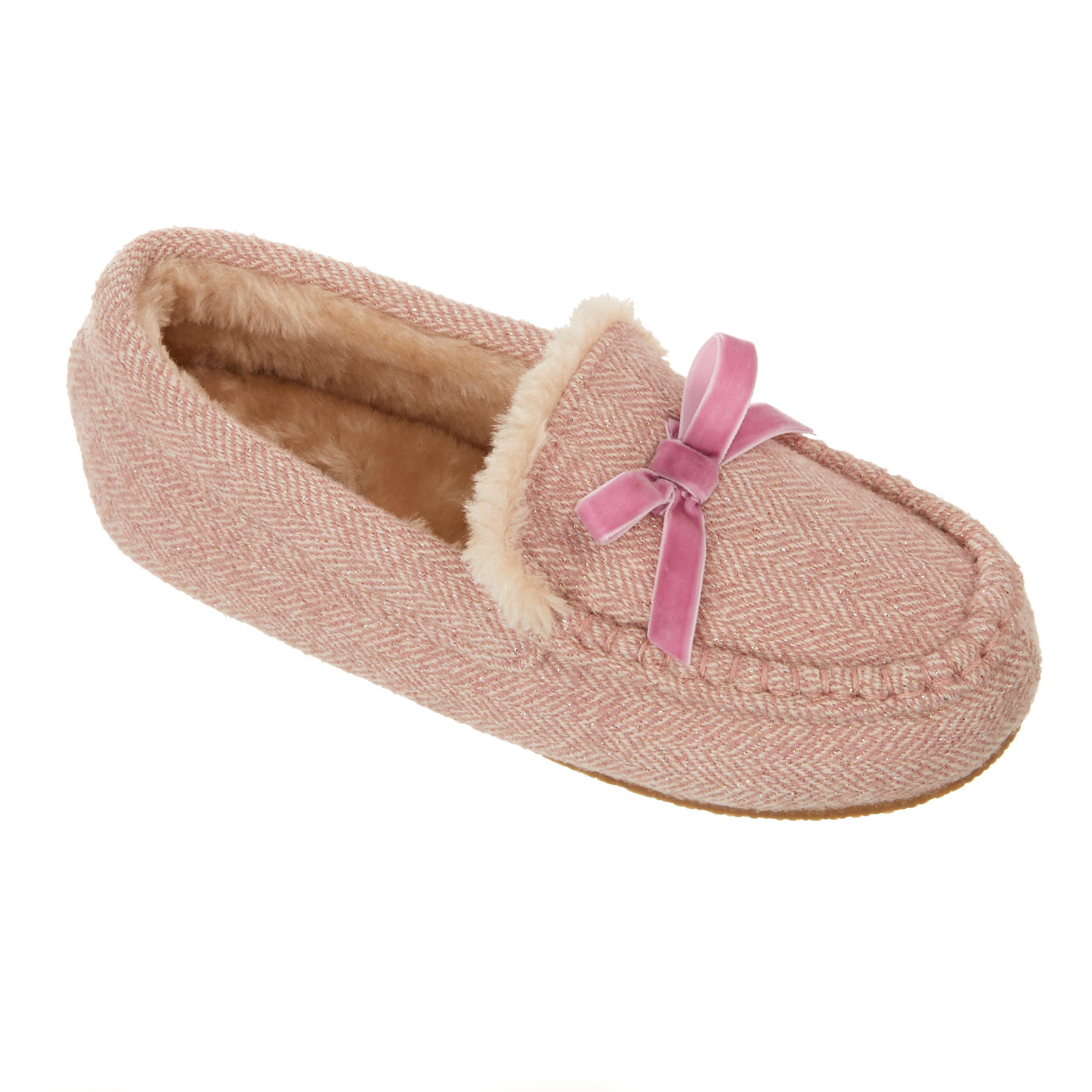 John Lewis Partners Children s Sheepskin Moccasin Slippers Pink