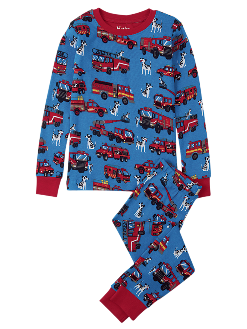 Hatley Children's Fire Trucks Pyjamas, Blue/Red