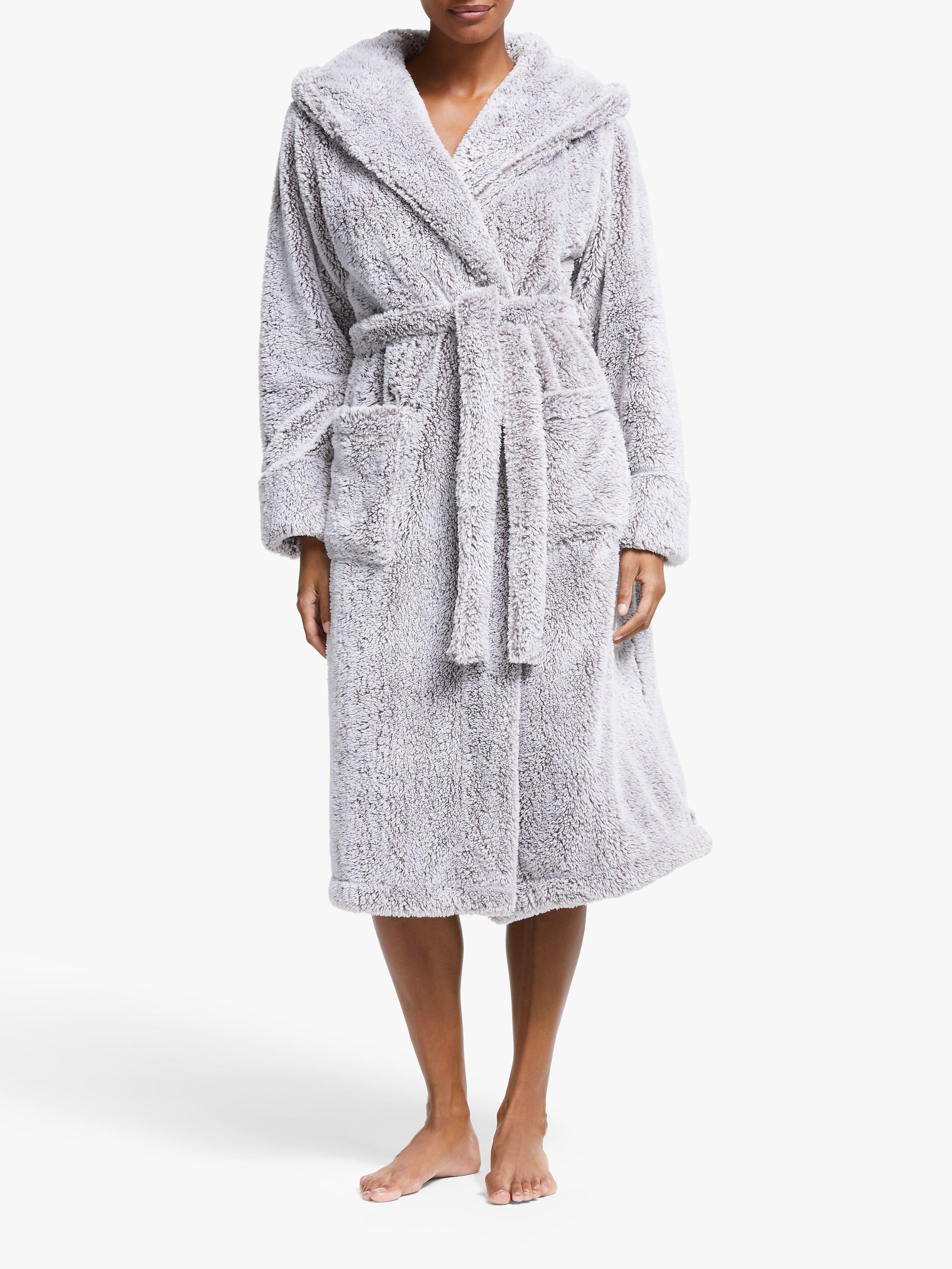 John Lewis Hi Pile Fleece Robe, Grey, S