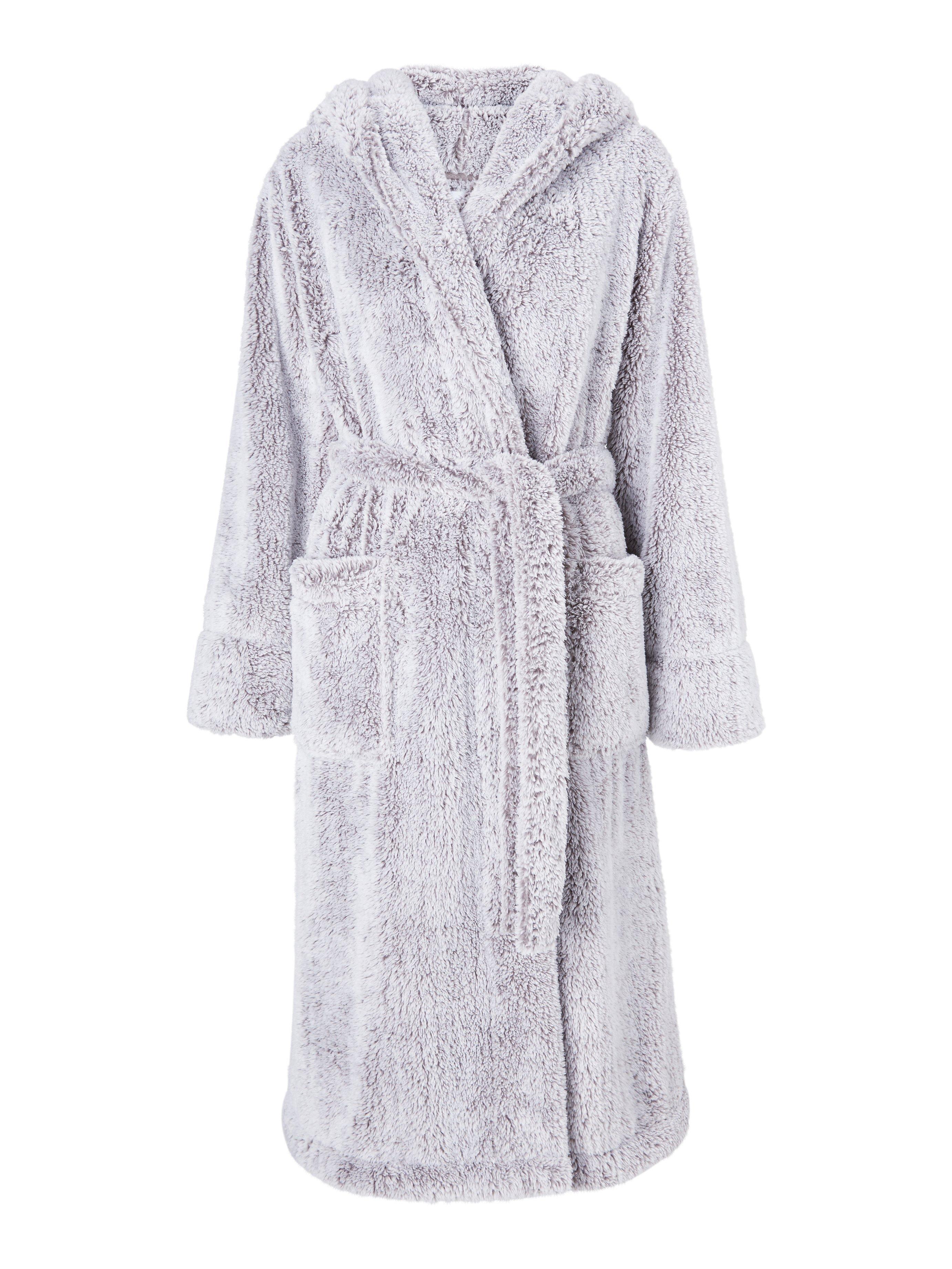 John Lewis Hi Pile Fleece Robe, Grey, S