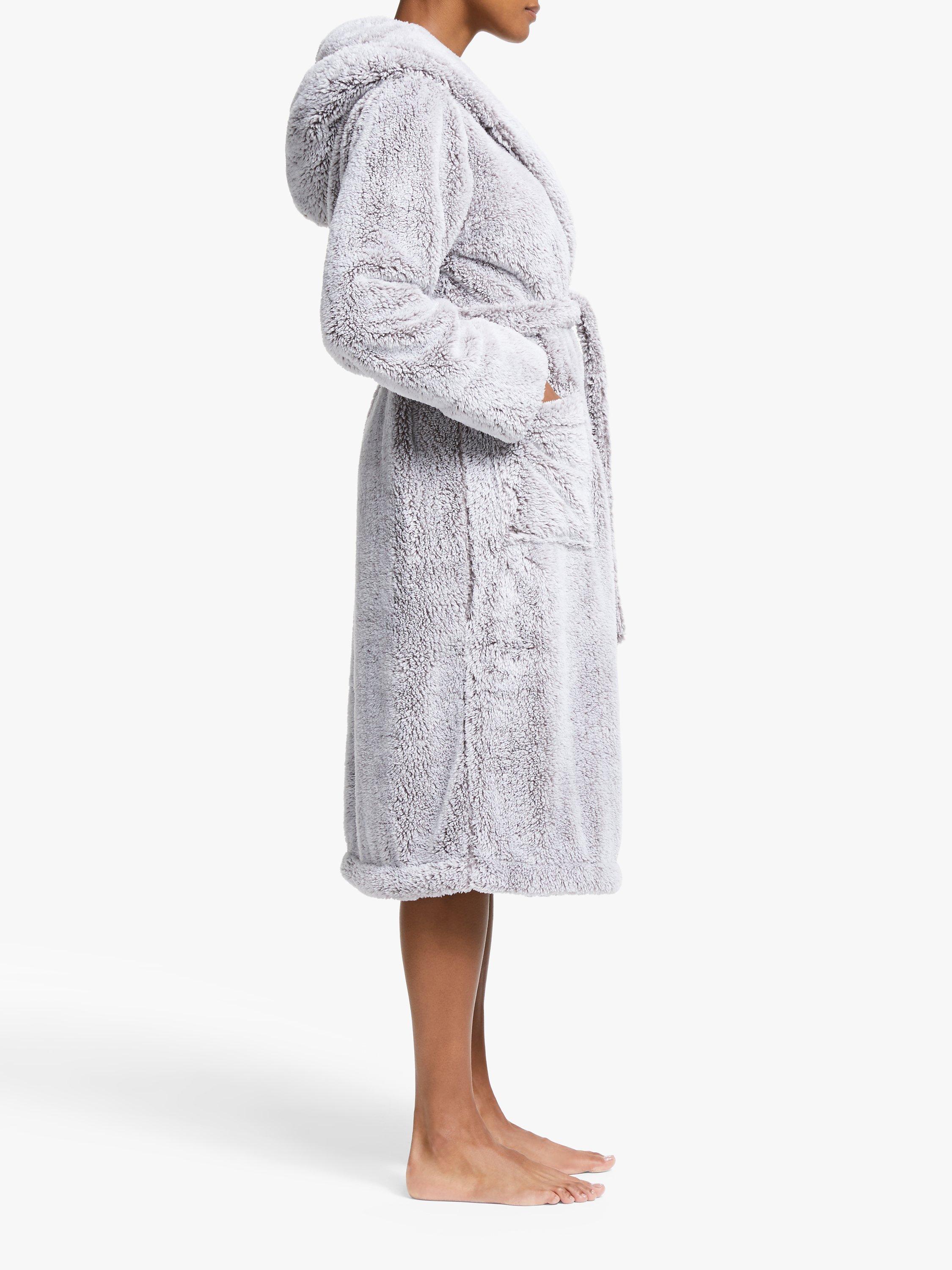 John Lewis Hi Pile Fleece Robe, Grey, S