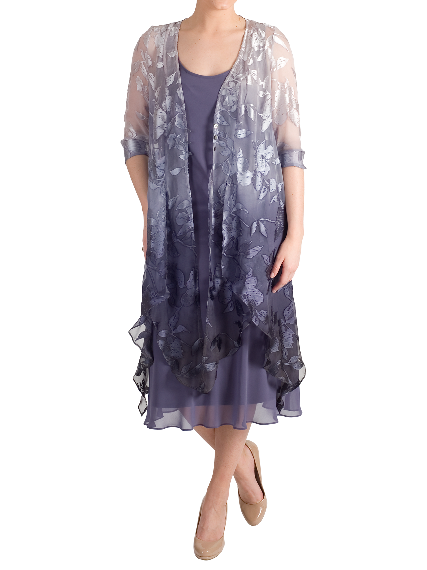Chesca Ombre Devoree Pixie Hem Coat, Hyacinth