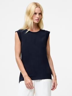 French Connection Classic Polly Plains Capped Sleeve T-Shirt - view 2, Utility Blue