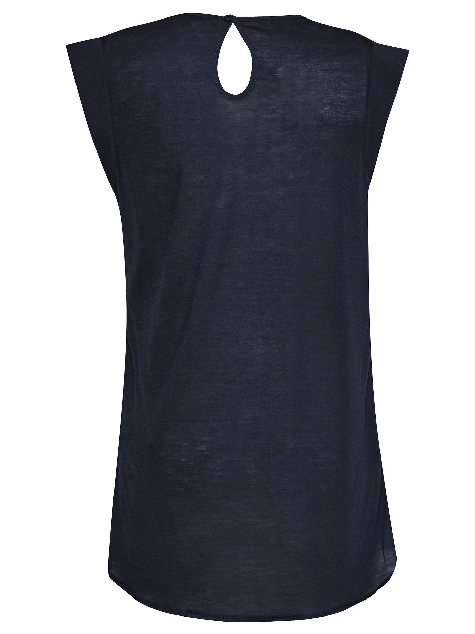 Product image 3 of 3, which shows French Connection Classic Polly Plains Capped Sleeve T-Shirt, Utility Blue, XS