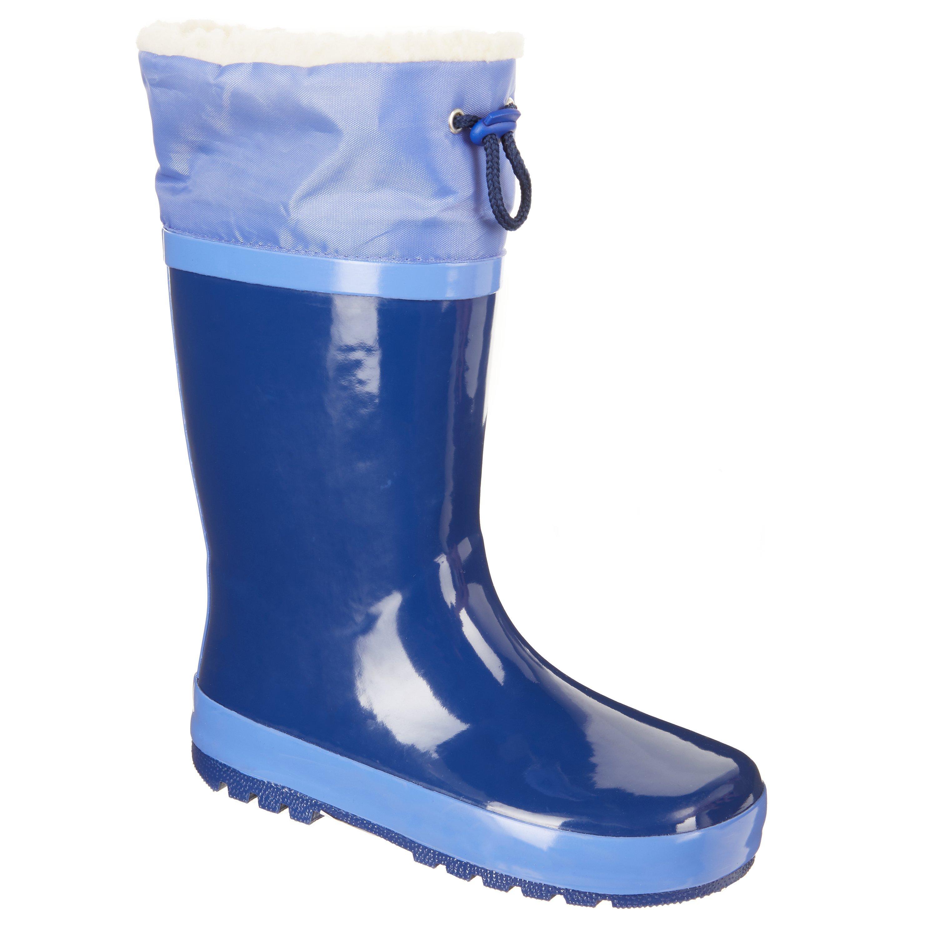 John Lewis & Partners Children's Fleece Topper Wellington Boots, Navy